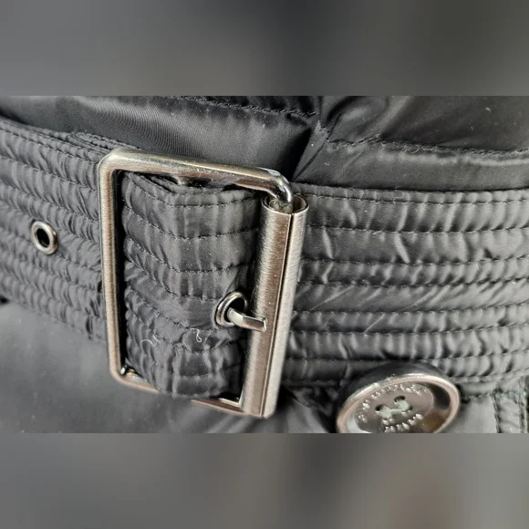 Burberry Women's Puffer Winter Jacket Grey Goose Down Fill Black Hooded Small - Picture 10 of 16